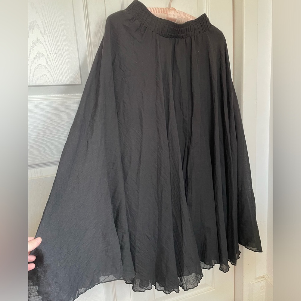 Maxi black womens cotton skirt
